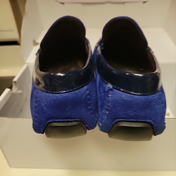 Mens Amali Royal Blue Suede And Black driving mocs. Size 10 with metallic strap - Picture 2 of 9
